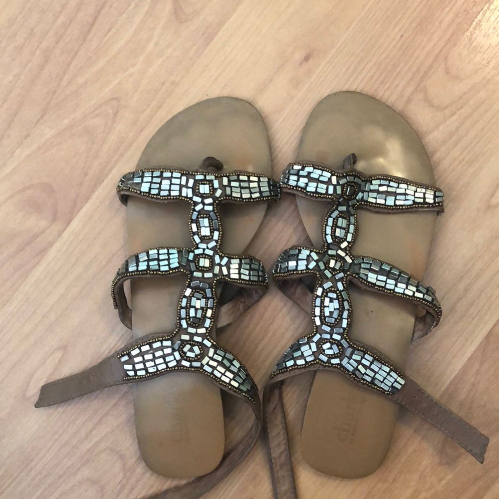 Charles David brown leather ankle sandals